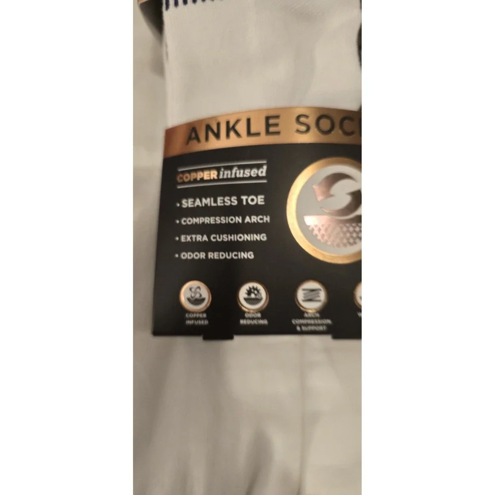 Copper Fit Infused Seamless Mens Ankle Socks‎ 3 Pairs ,  Size   6-12